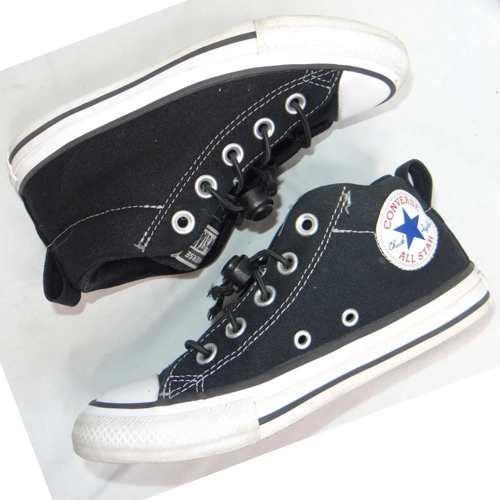 Converse Chuck‎ Taylor All Star Mid Top Black Canvas Youth Shoes Size 13